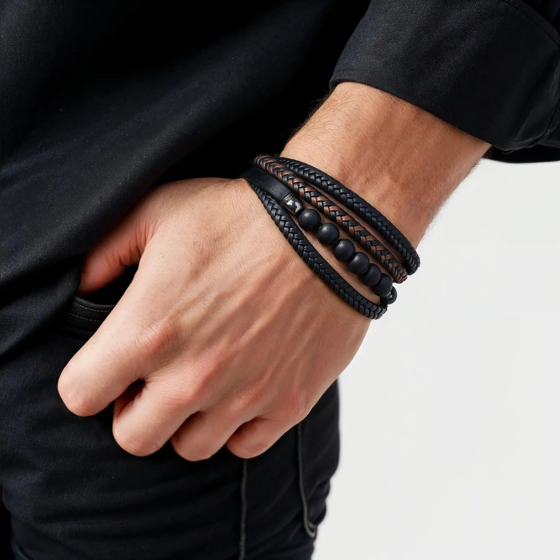 Italian Leather man's bracelet Japanese Melody