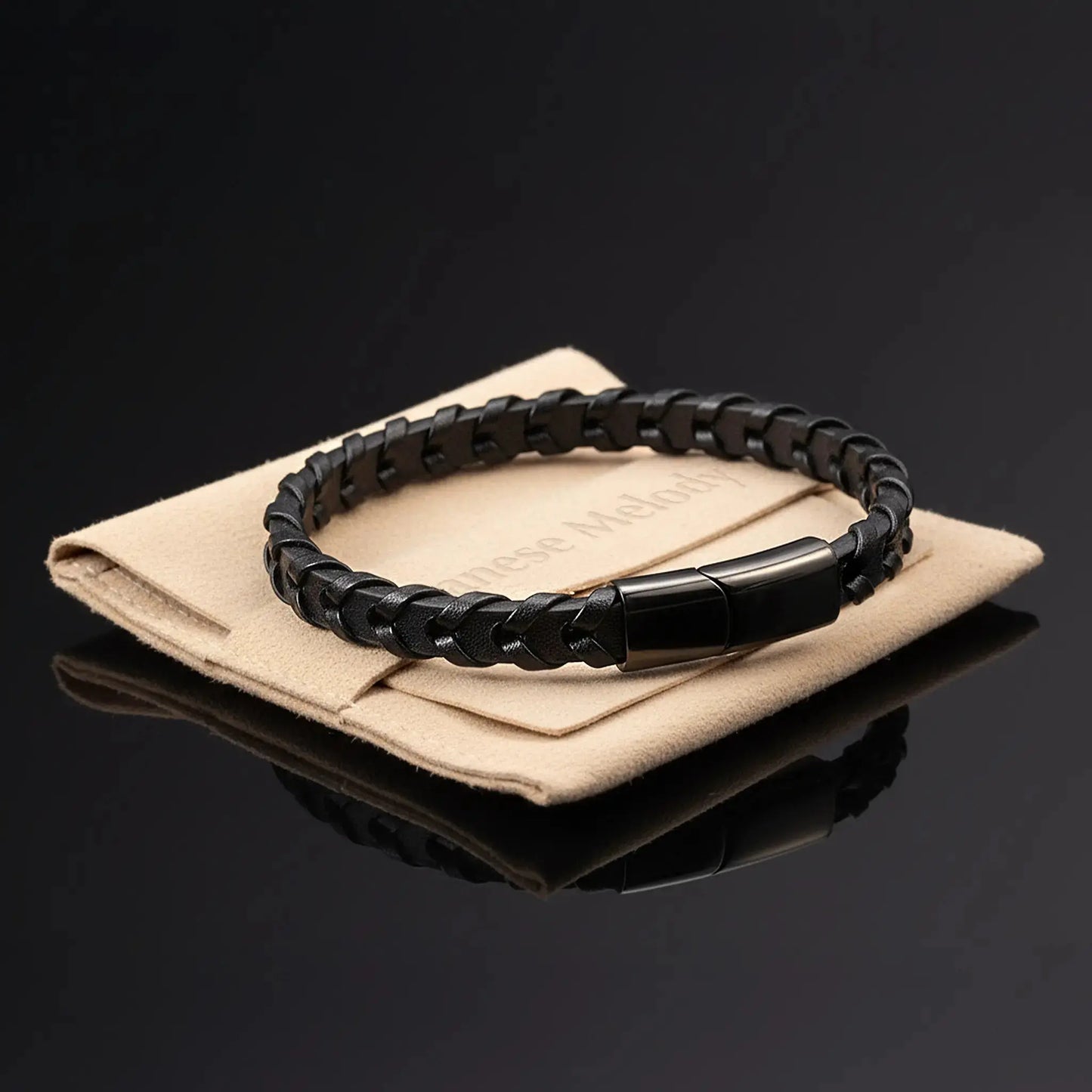 MAKOTO — Black Leather Bracelet Japanese Melody