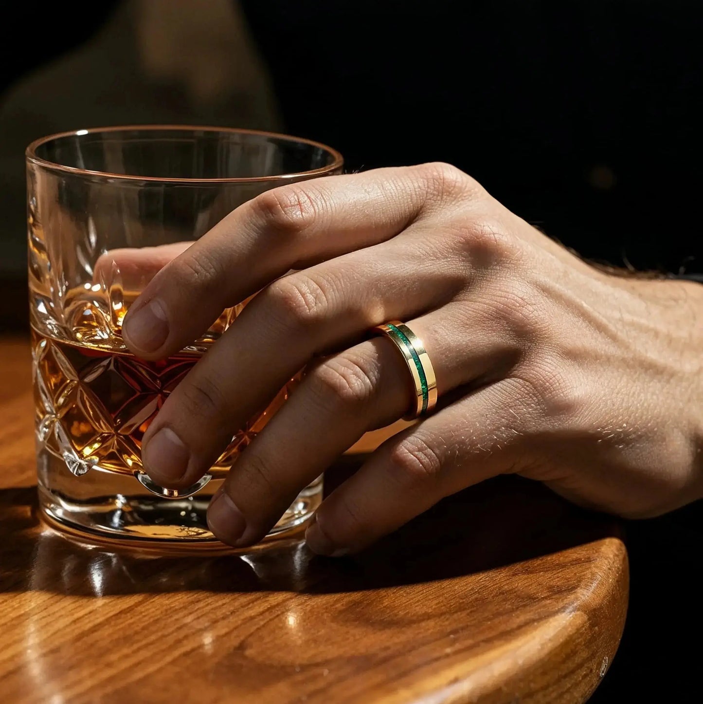 MIDORI-ISHI — Gold Malachite Ring Sands of Orion