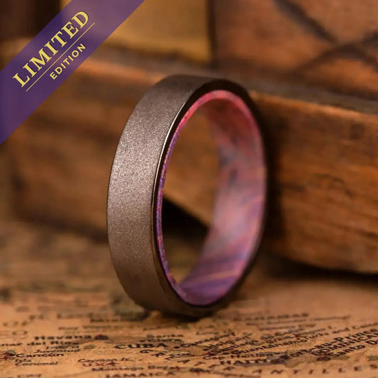 4mm Handcrafted ring made of Sakura wood and Tungsten