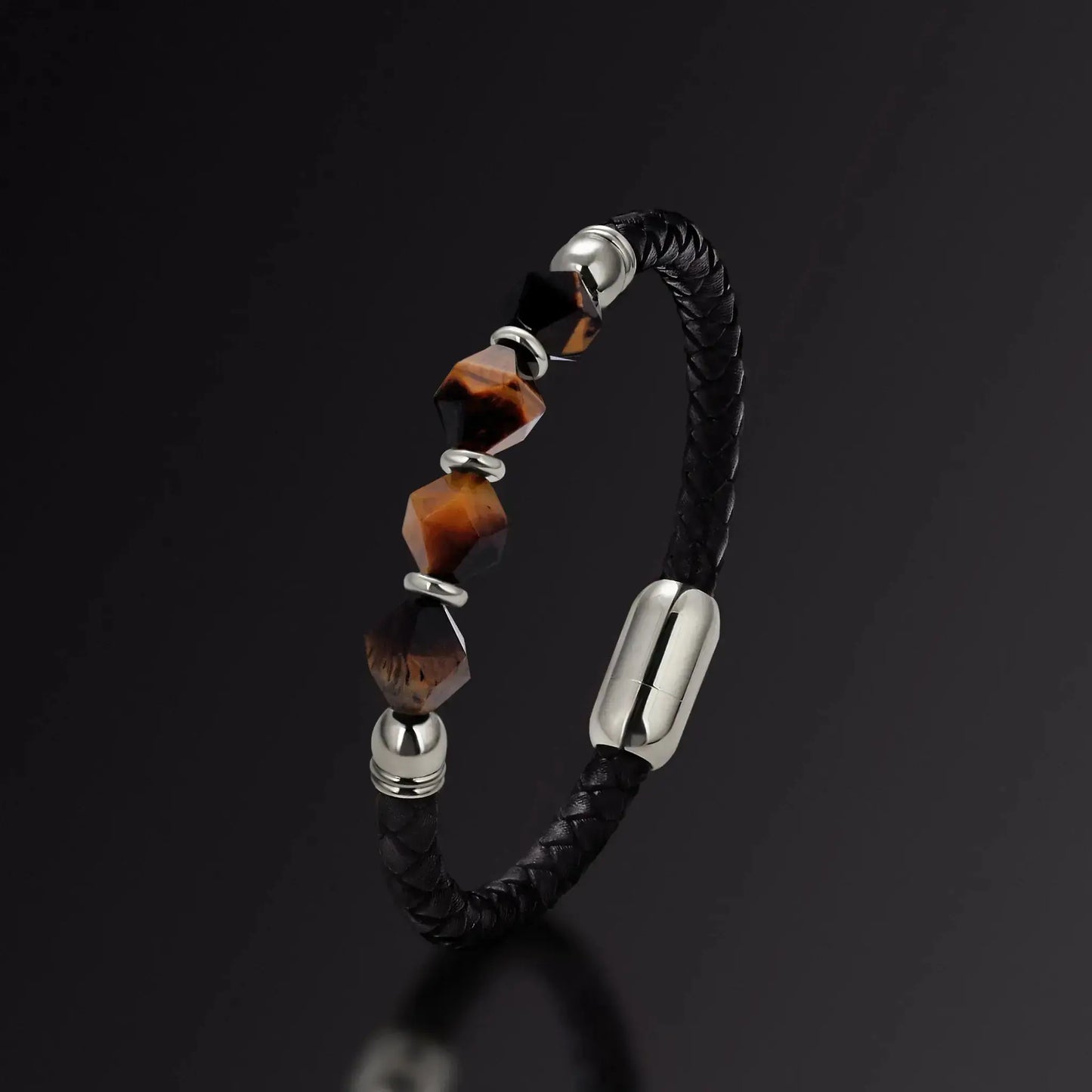 Tiger's Eye & Italian leather bracelet Japanese Melody