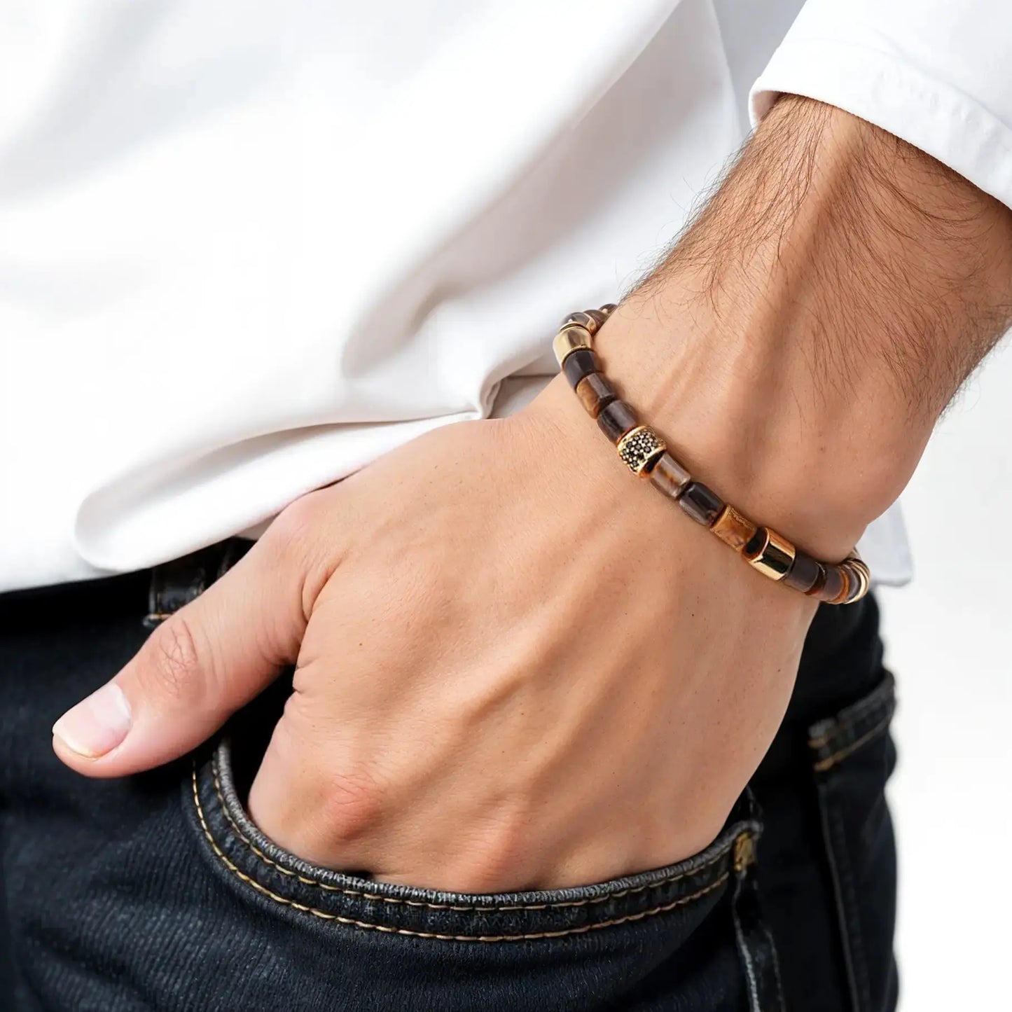 Tiger's eye man's bracelet Japanese Melody
