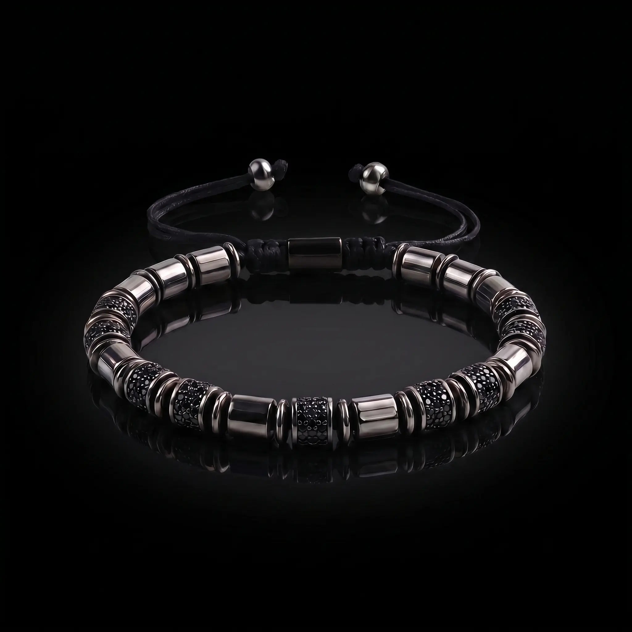 ASTRIAAL blackl ブラックメタル Black Obsidian Japanese Steel Bracelet - Unique Design – Japanese