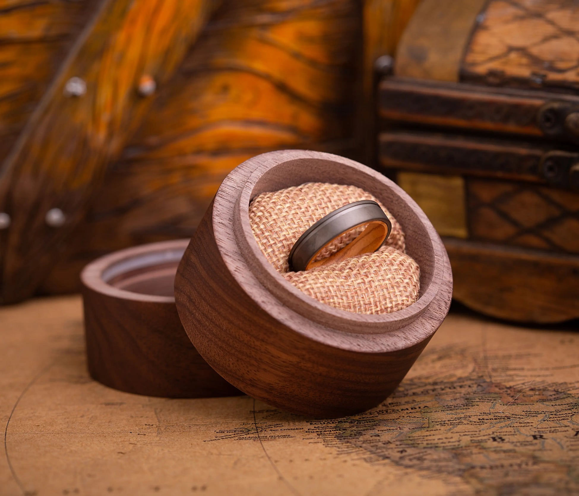 Titanium and Koa Wood Ring