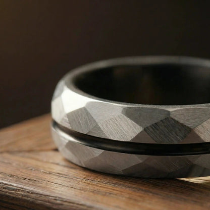 SATORI — Platinum Faceted Ring Japanese Melody