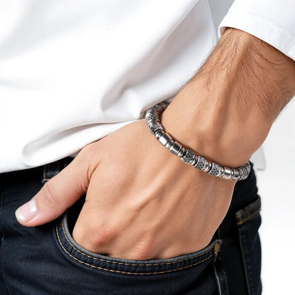 Obsidian & Silver Titanium man's bracelet