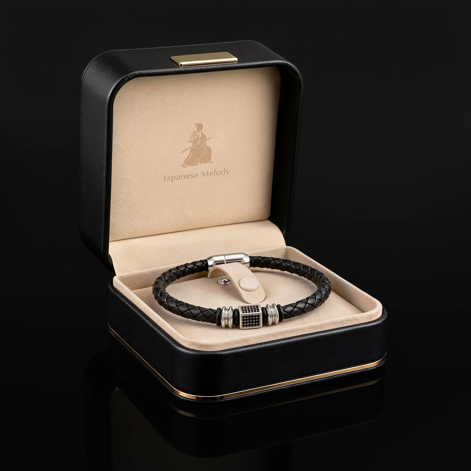 Titanium & Leather Man's Japanese Bracelet - Stylish and Durable Titanium & Leather Man's Japanese Bracelet - Stylish and Durable