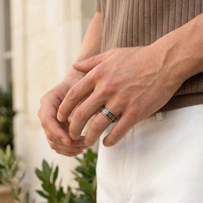 HOKU — Koa Wood & Opal Ring Fuji