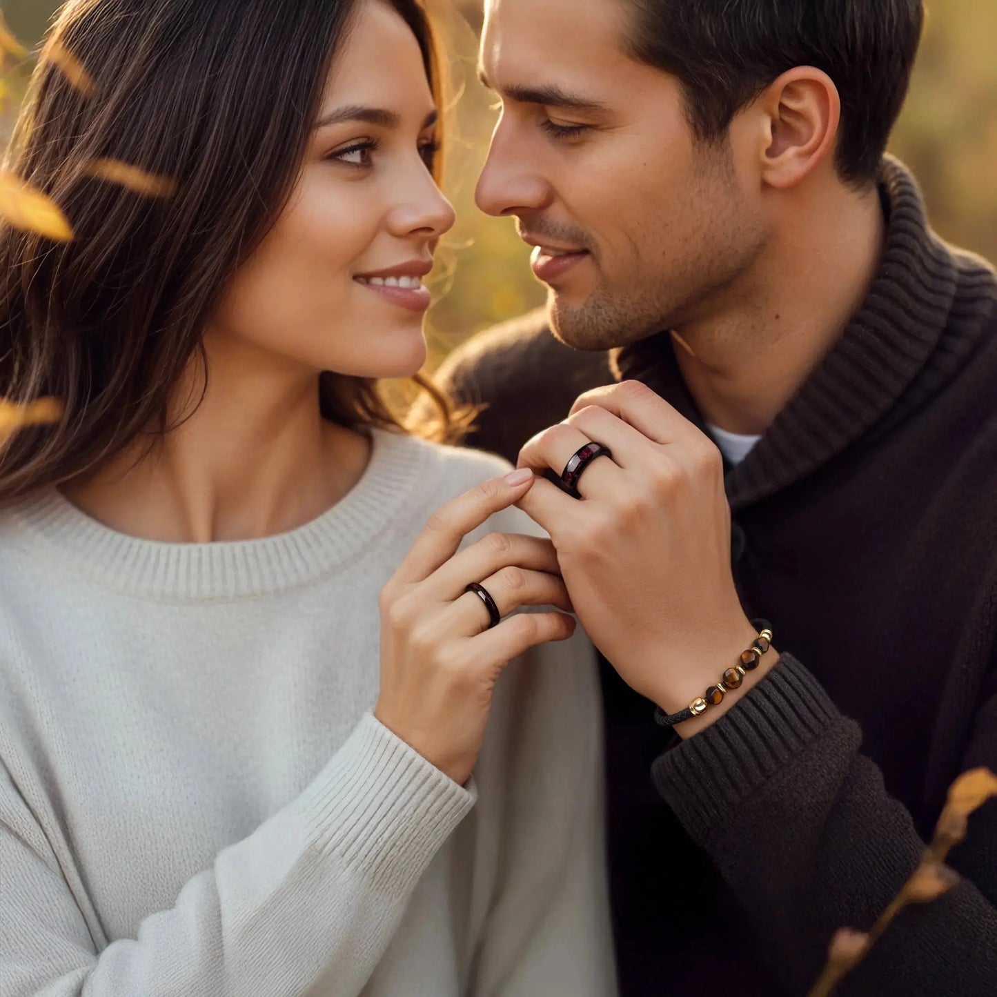 HONO no KIZUNA set — Fire Opal Couple Rings Song of the Waves