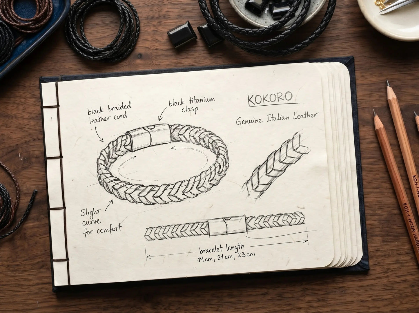 KOKORO — Black Braided Bracelet Leonardo’s Leather