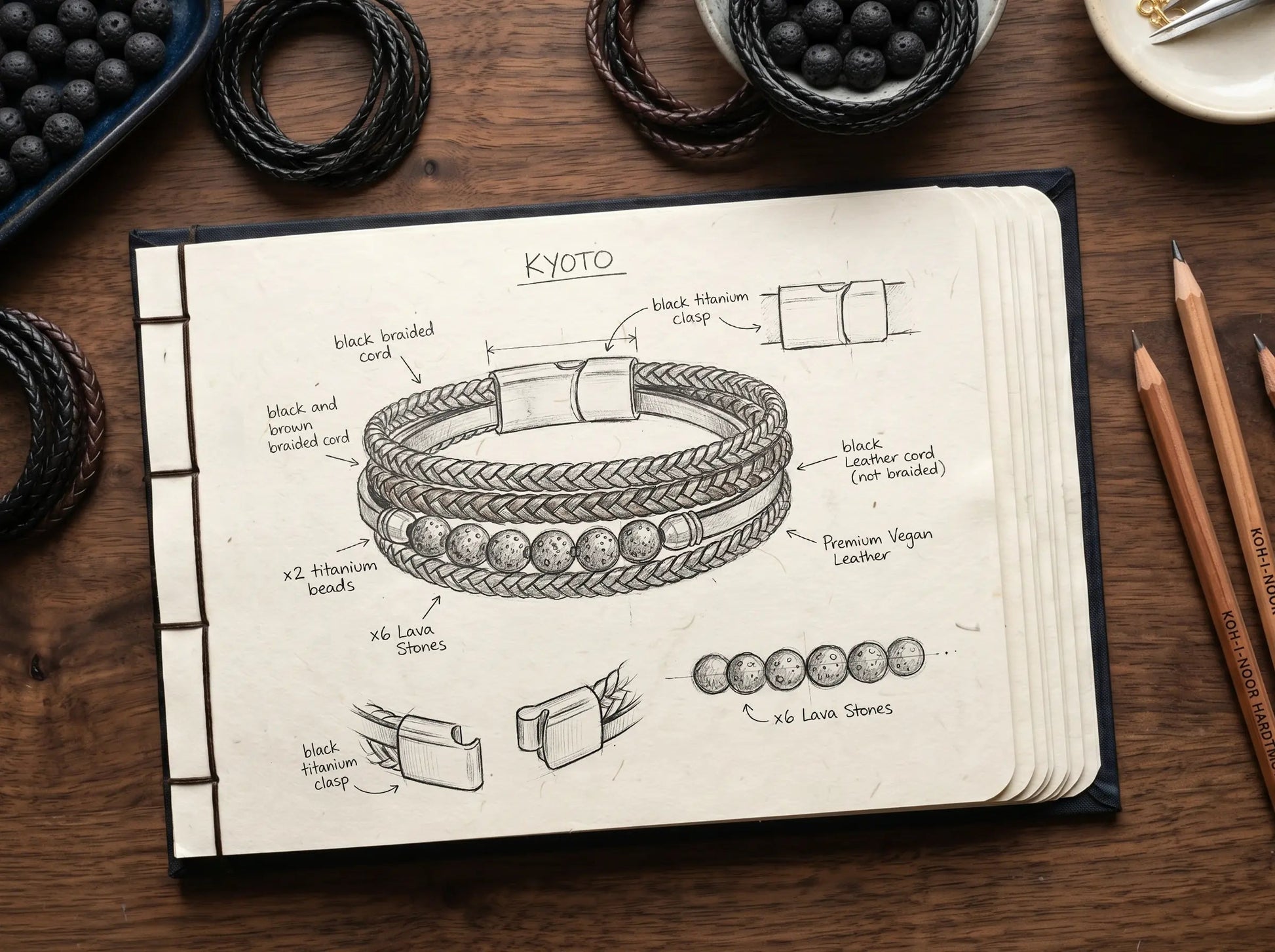 KYOTO — Triple Braided Bracelet Leonardo’s Leather