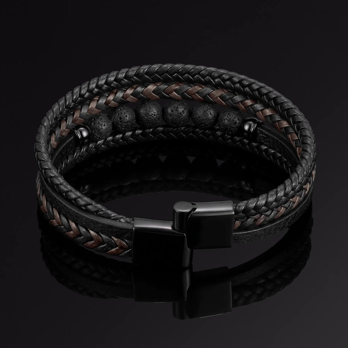 Triple Italian Leather Japanese Bracelet Black - Unique Gift for Triple Italian Leather Japanese Bracelet Black - Unique Gift for