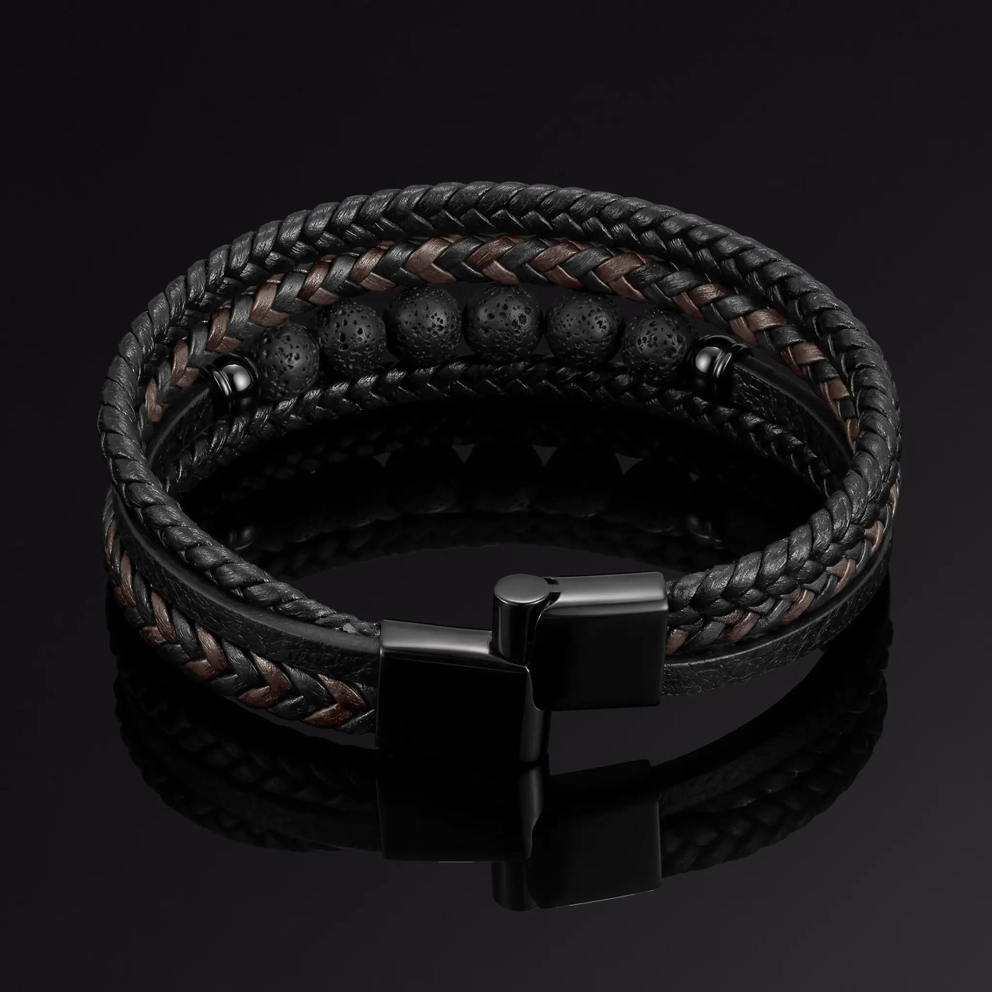 Triple Italian Leather Japanese Bracelet Black - Unique Gift for Triple Italian Leather Japanese Bracelet Black - Unique Gift for