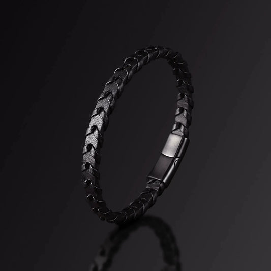 MAKOTO — Black Leather Bracelet Japanese Melody