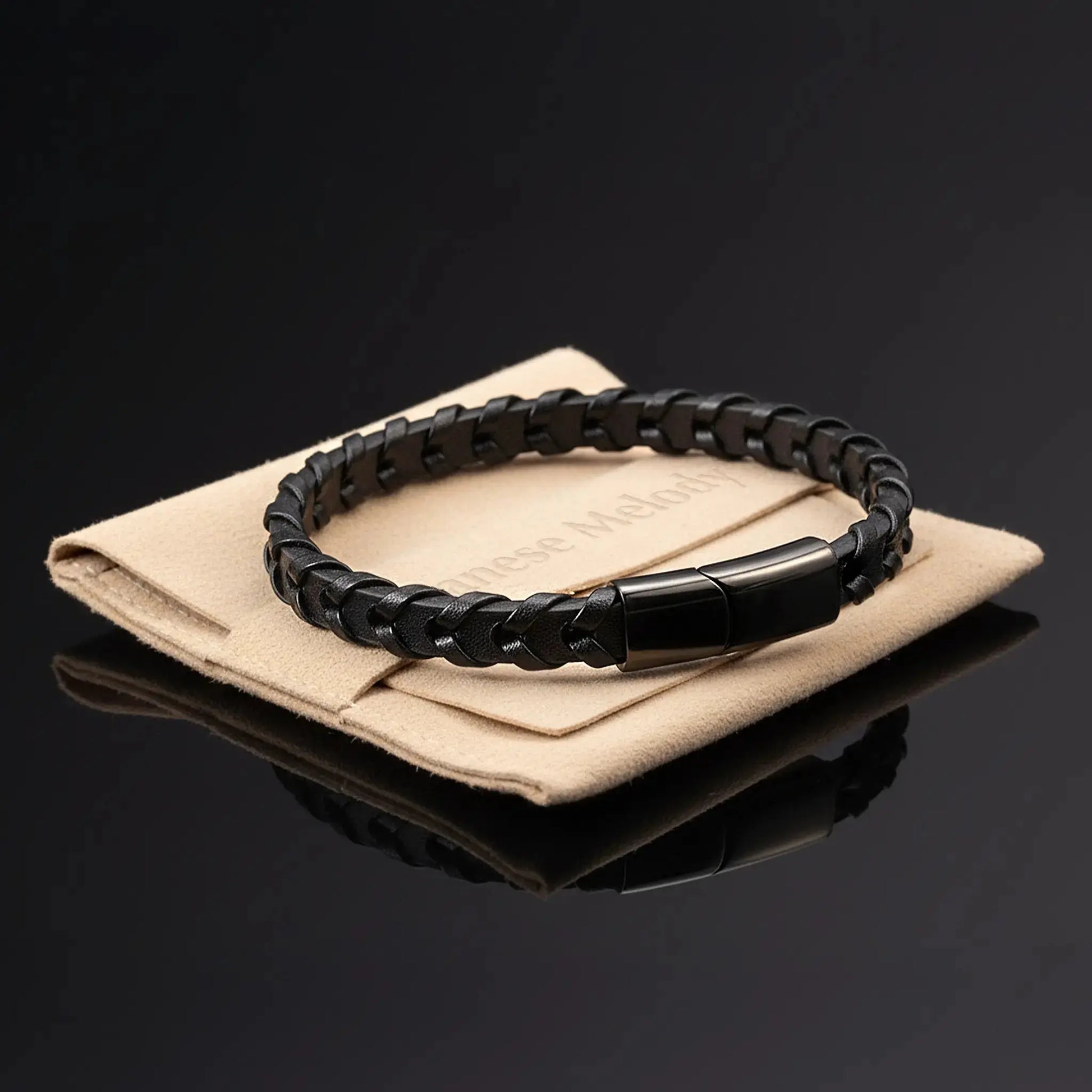 MAKOTO — Black Leather Bracelet Japanese Melody
