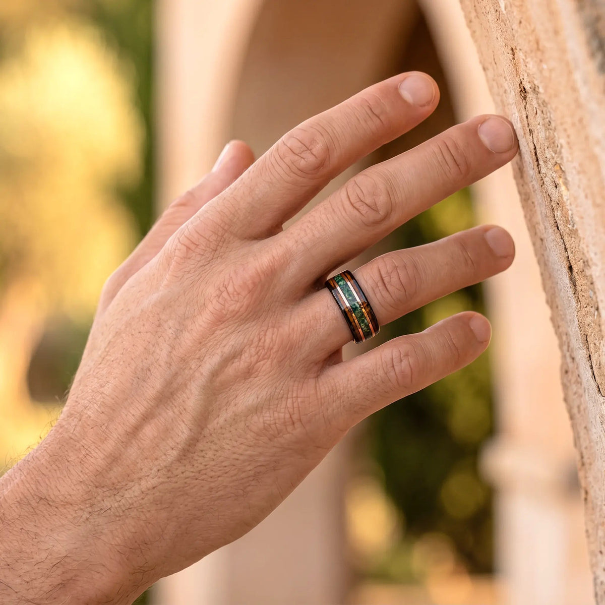 MIDORI no MICHI — Moss Agate & Oak Ring – Japanese Melody MIDORI no MICHI — Moss Agate & Oak Ring – Japanese Melody
