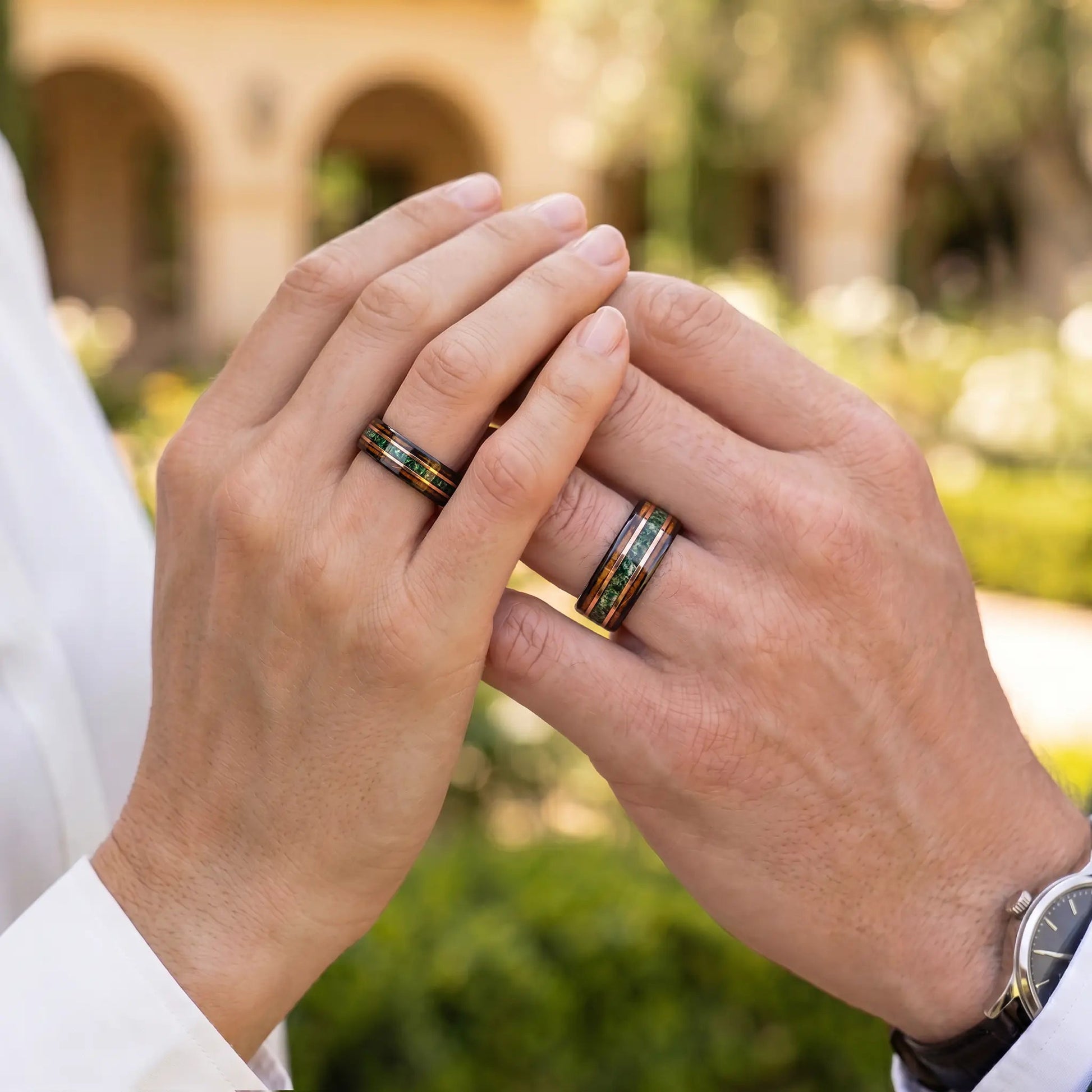 MIDORI no MICHI set — Moss Agate Couple Rings Terra Michiki