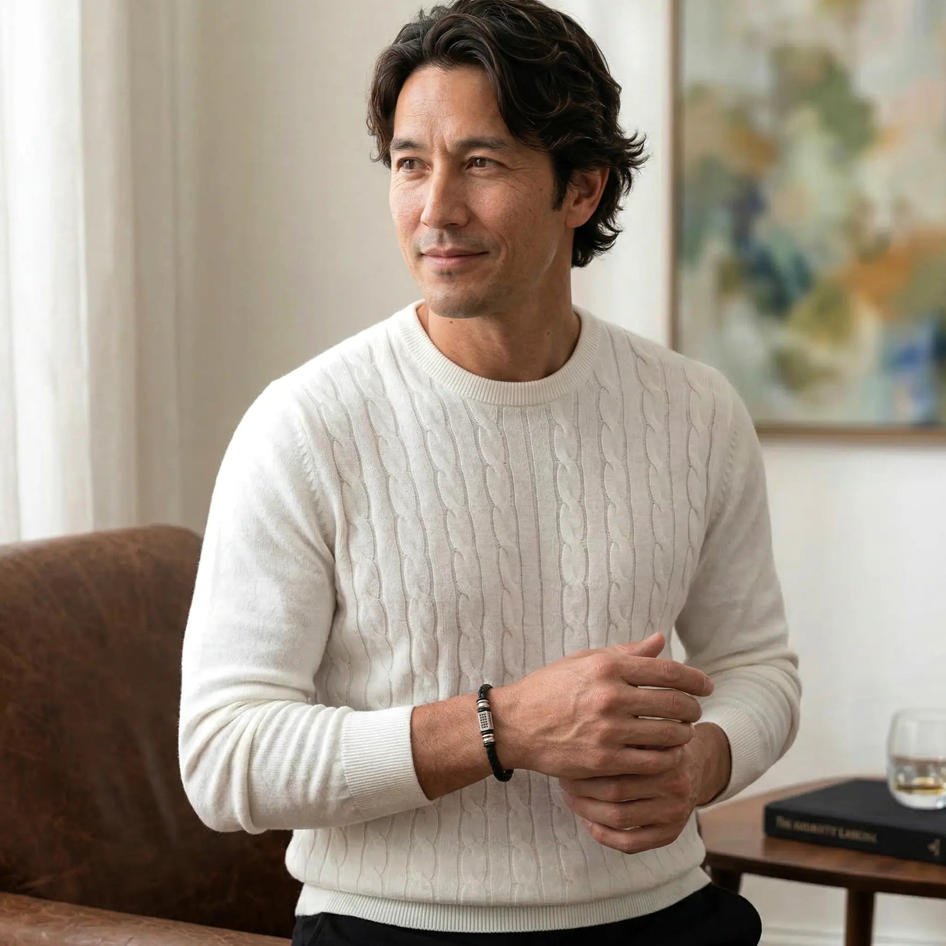 Titanium & Leather Man's Japanese Bracelet - Stylish and Durable Titanium & Leather Man's Japanese Bracelet - Stylish and Durable