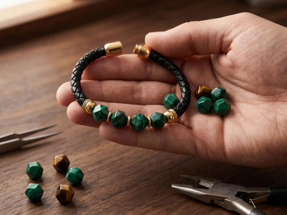 SAN-KAWA — Malachite Braided Bracelet Leonardo’s Leather