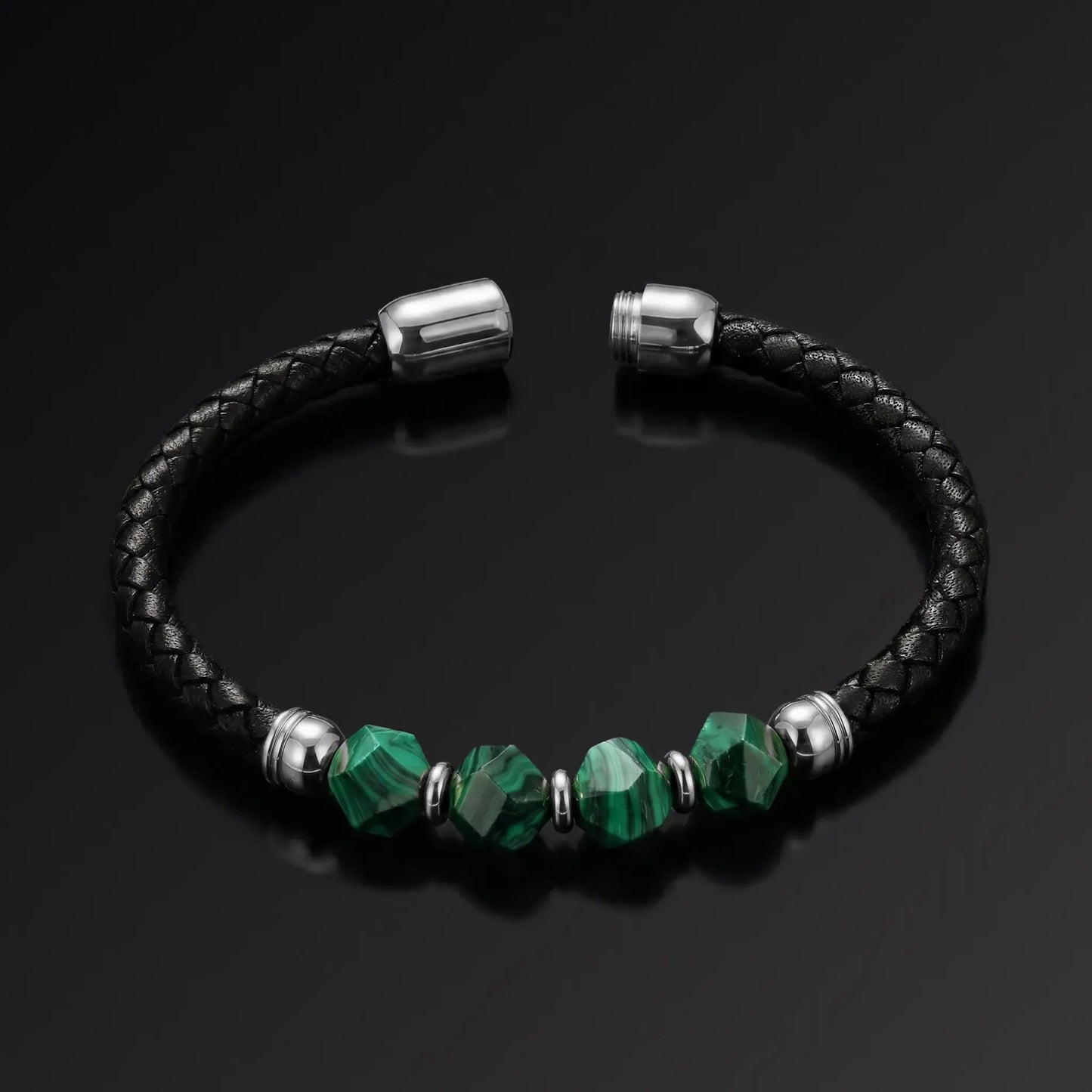 SAN-KAWA — Malachite & Italian Leather Bracelet Leonardo’s Leather