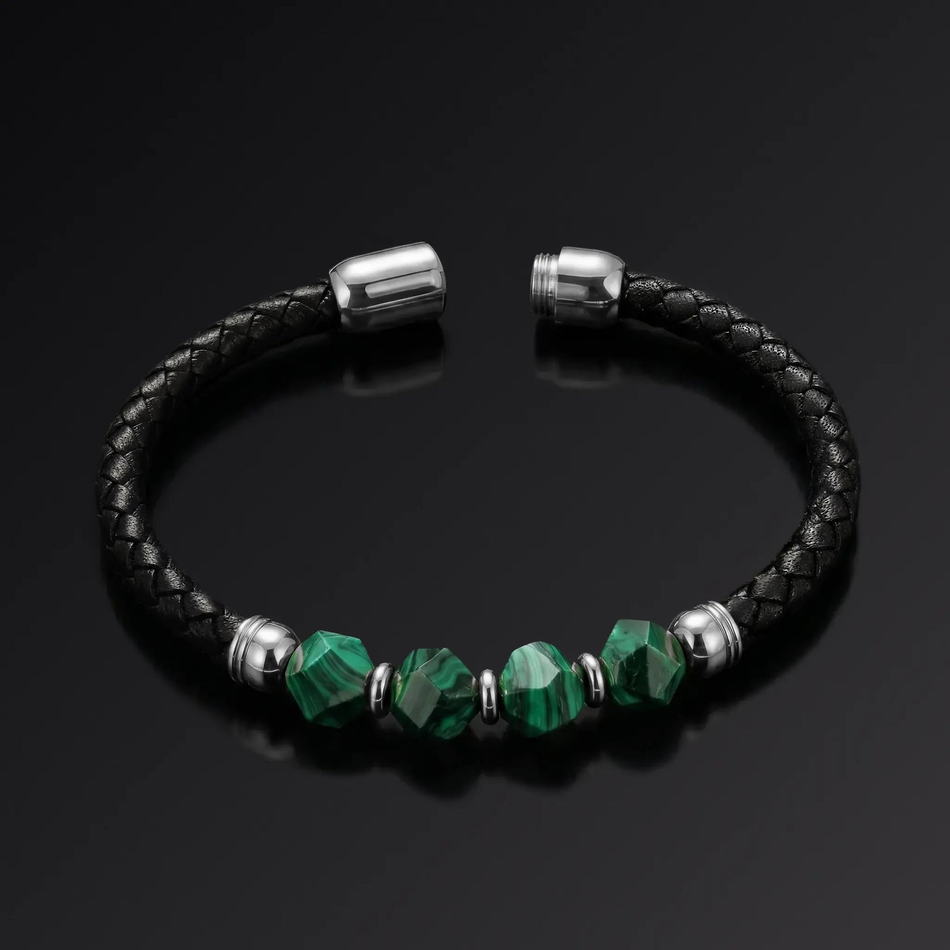 SAN-KAWA — Malachite & Italian Leather Bracelet Leonardo’s Leather