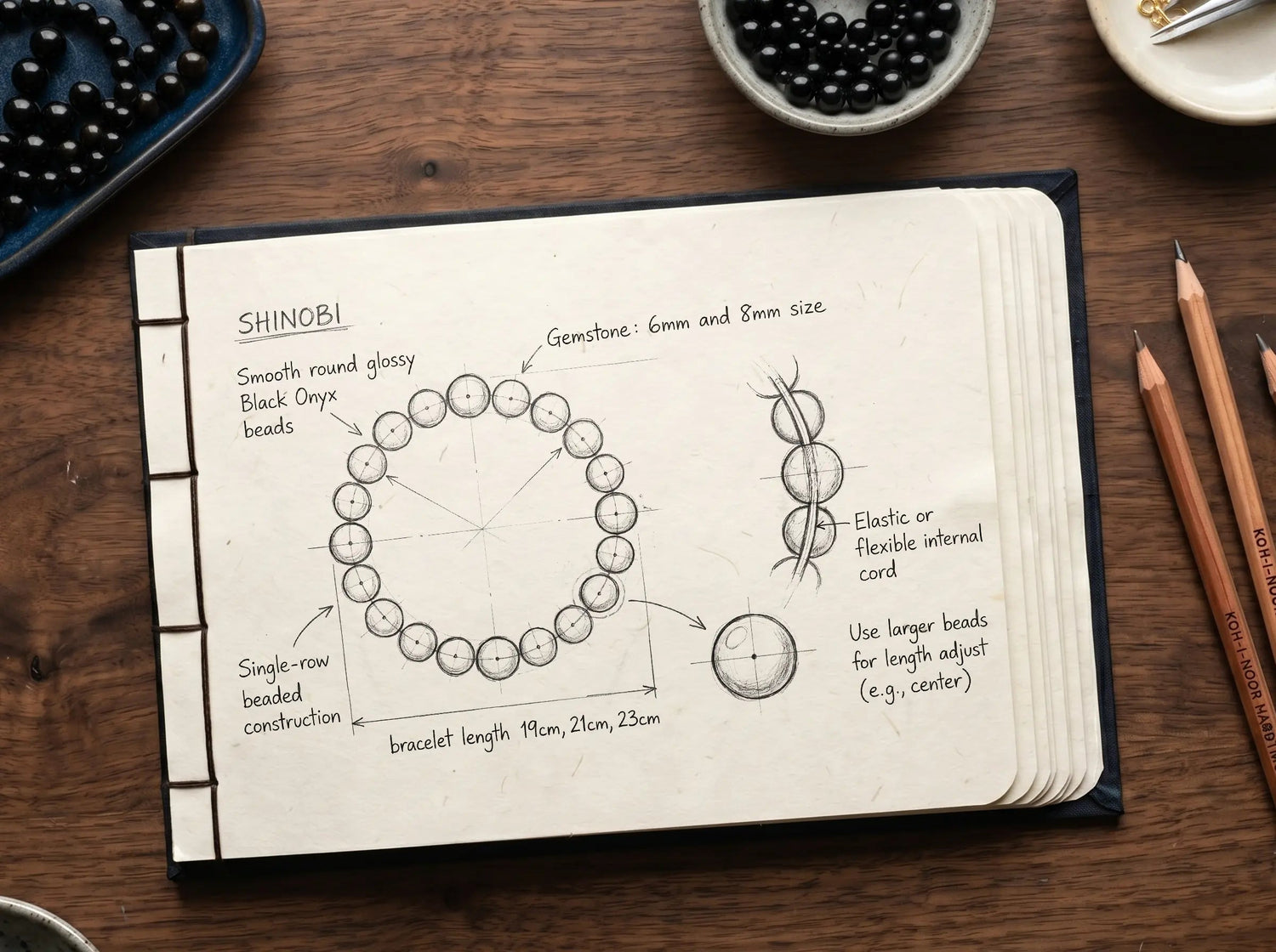 SHINOBI — Black Onyx Bracelet Japanese Melody