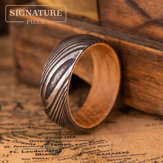 TAKARA — Damascus & Oak Ring Japanese Melody