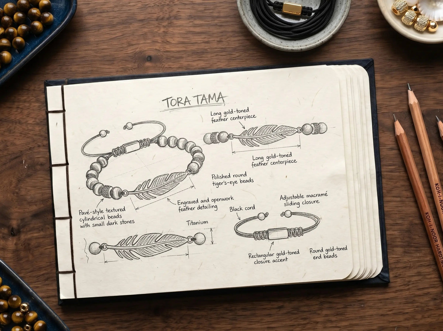 TORA TAMA — Tiger Eye Bracelet Leonardo’s Leather