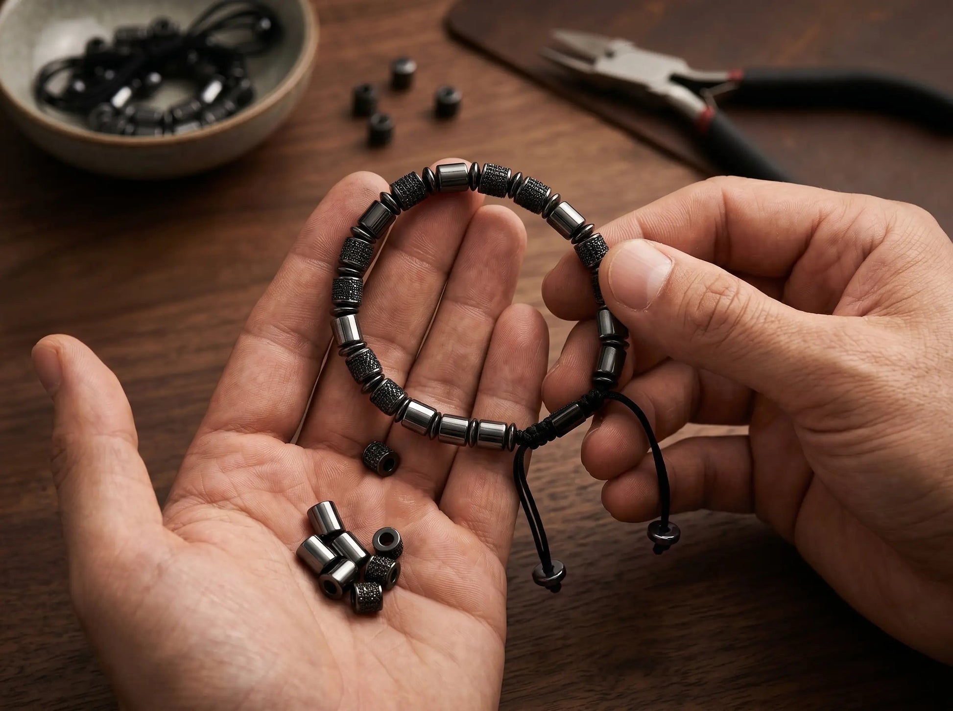 Black Obsidian Japanese Steel Bracelet - Unique Design – Japanese