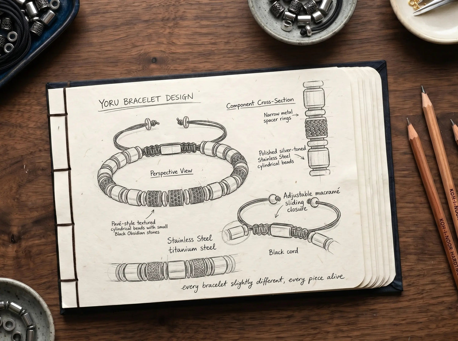YORU — Obsidian Platinum Bracelet Leonardo’s Leather