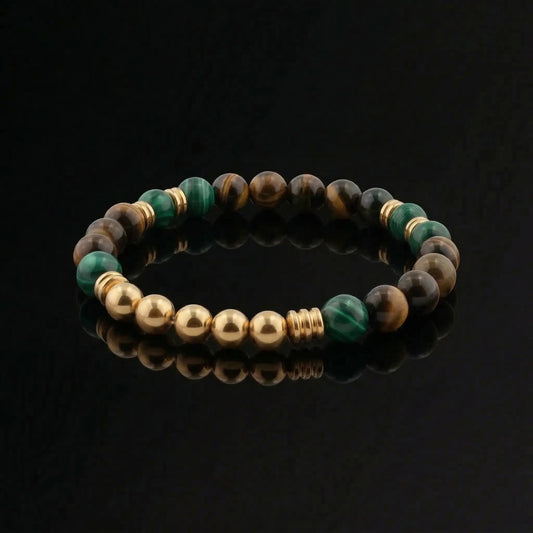 RYOKU-TORA — Malachite & Tiger Eye Bracelet Leonardo’s Leather