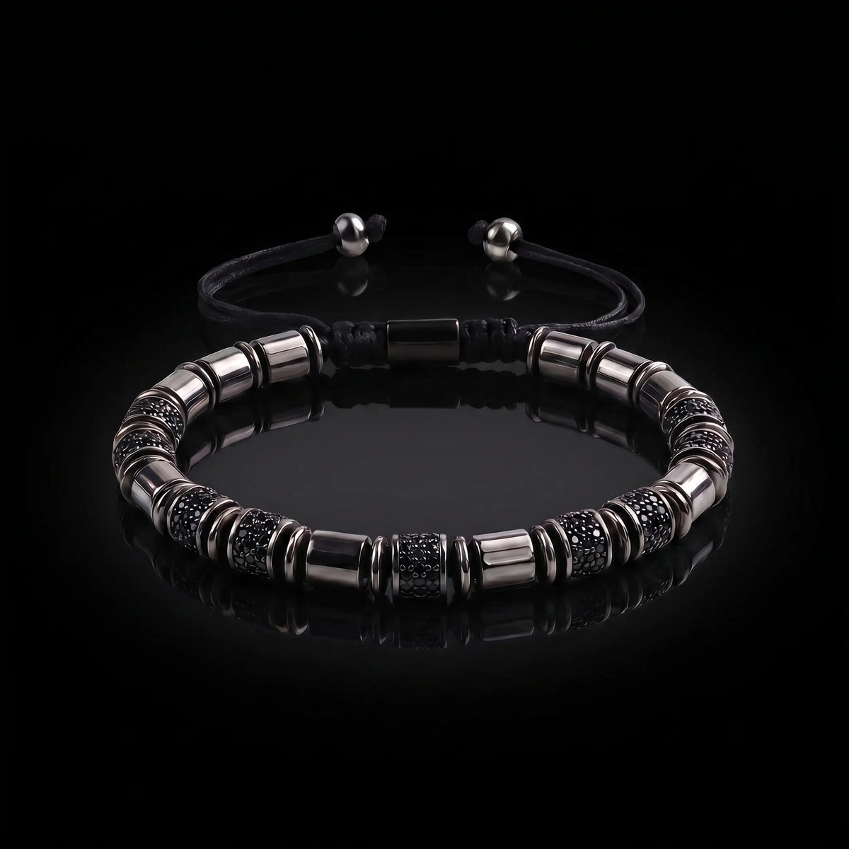 Black Obsidian Japanese Steel Bracelet - Unique Design – Japanese Black Obsidian Japanese Steel Bracelet - Unique Design – Japanese