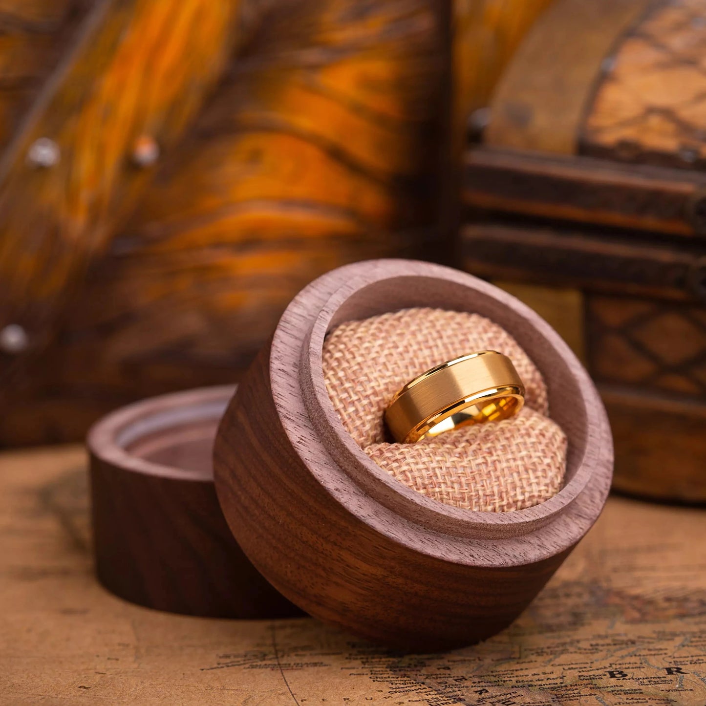 Handcrafted ring made of Gold Titanium and Tungsten in a gift box