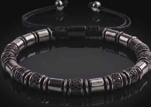 Black Obsidian Japanese Steel Bracelet - Unique Design – Japanese