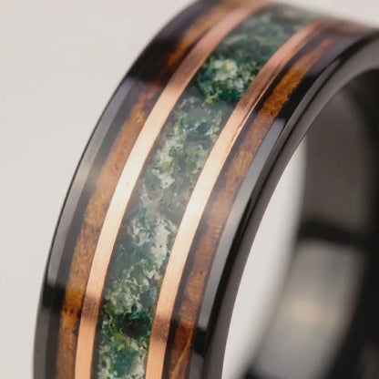 MIDORI no MICHI — Moss Agate & Oak Ring