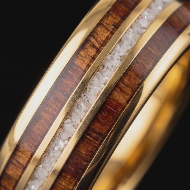 MIKADO — Crushed Pearl & Koa Wood Ring – Japanese Melody