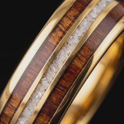 MIKADO — Crushed Pearl & Koa Wood Ring