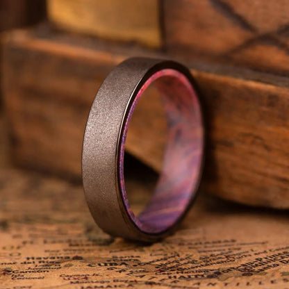 4mm Handcrafted ring made of Sakura wood and Tungsten