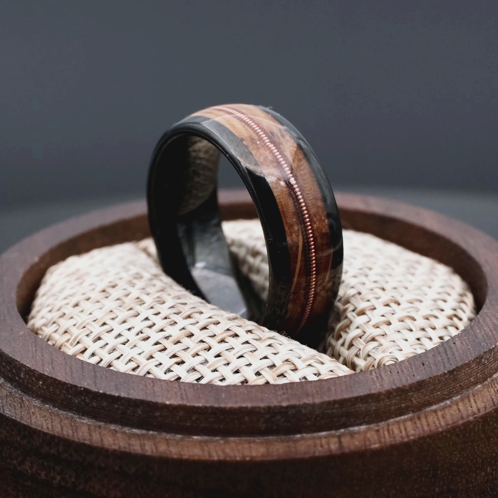 Ring made of Oak Wood & Guitar String